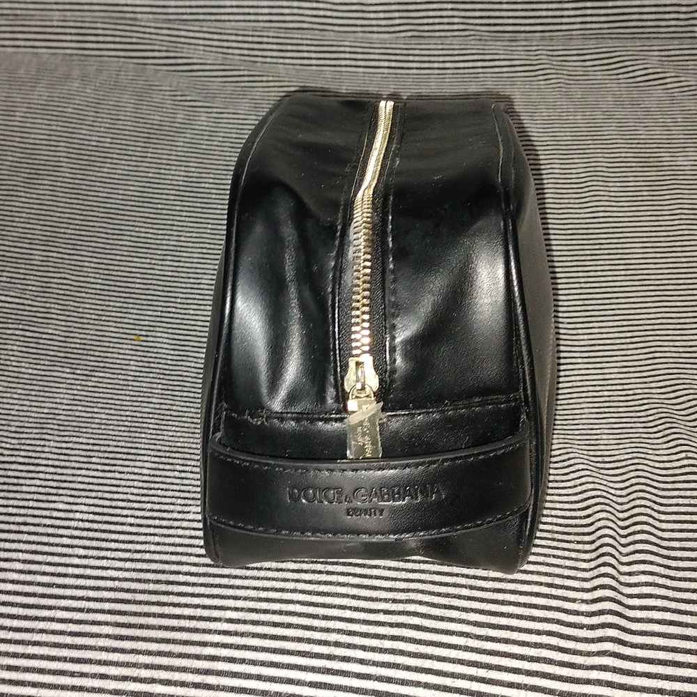 NWOT Dolce and Gabbana black leather hygiene travel bag.